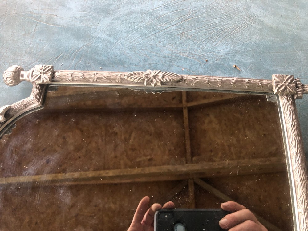 Antique Vintage Pewter Table Mirror 16"x10"