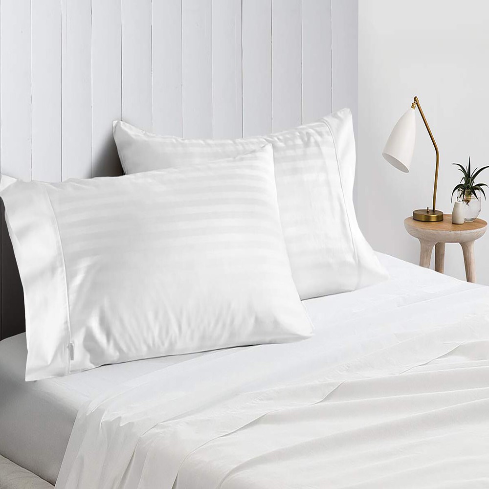 1000 Thread Count Egyptian Cotton White Striped Bedding Collection – Select Item