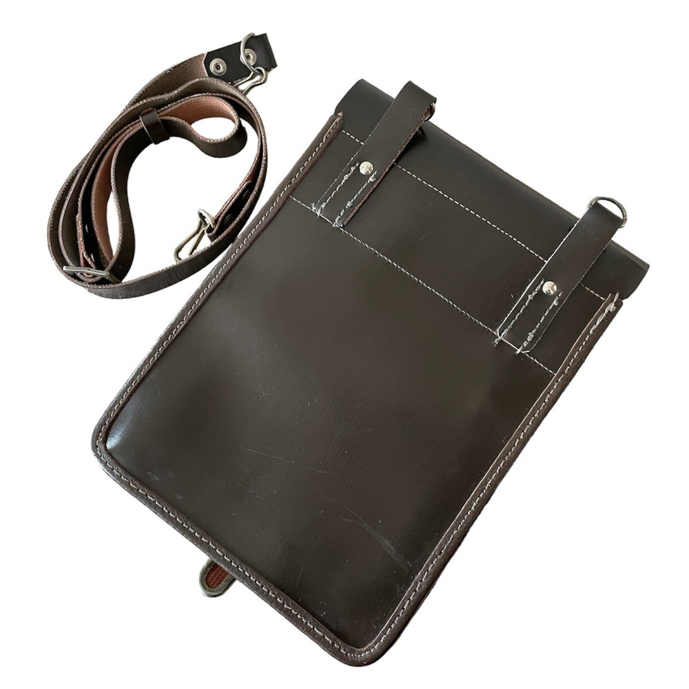 Vintage Dark Brown Soviet Russian Army Sergeant Messenger Document Bag