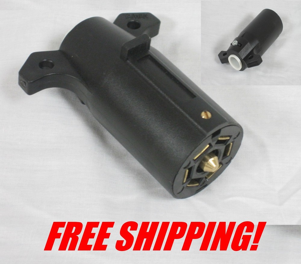 7 way round, flat blade Trailer Light RV Plug Trailer side