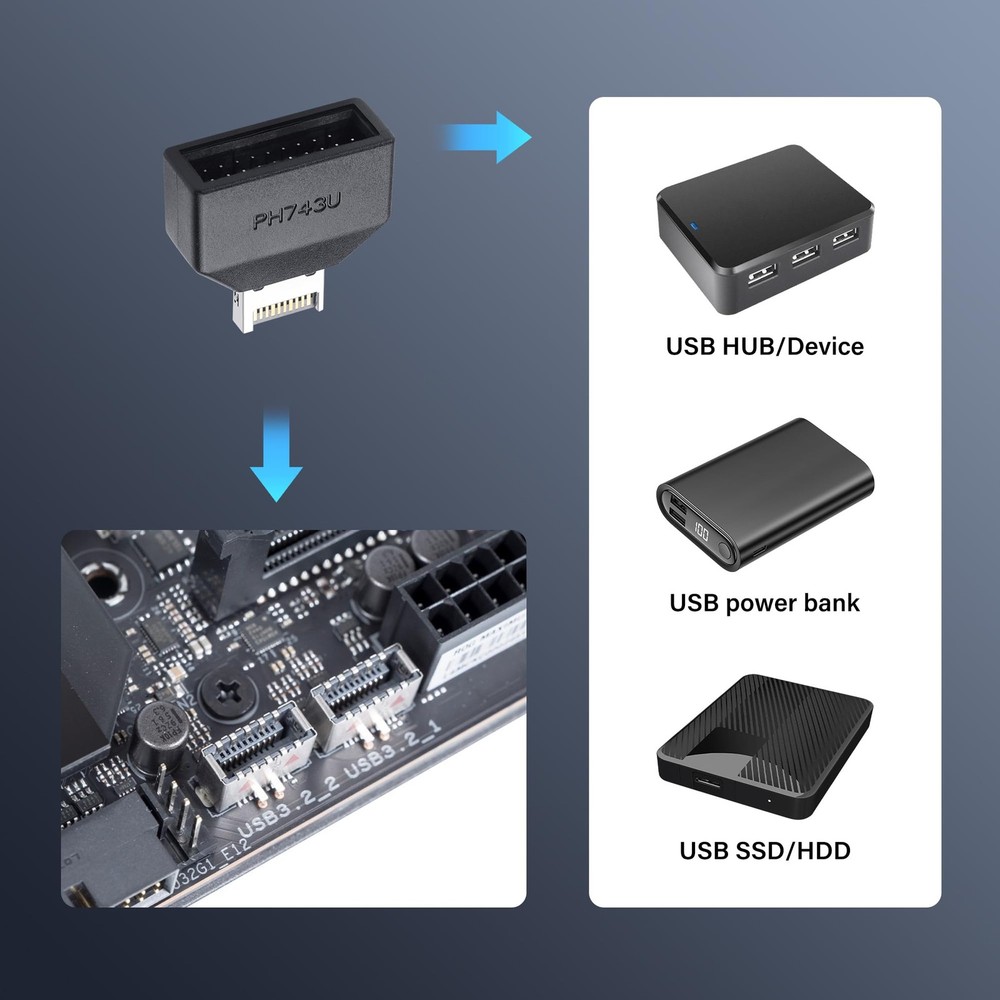 SinLoon USB 3.0 Front Panel Header Type E to 19/20Pin Black