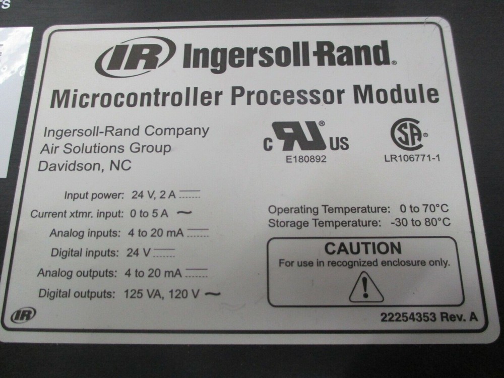 Ingersoll Rand Microcontroller Processor Module 22110423 H/W Rev:E Boot Rev:3.10