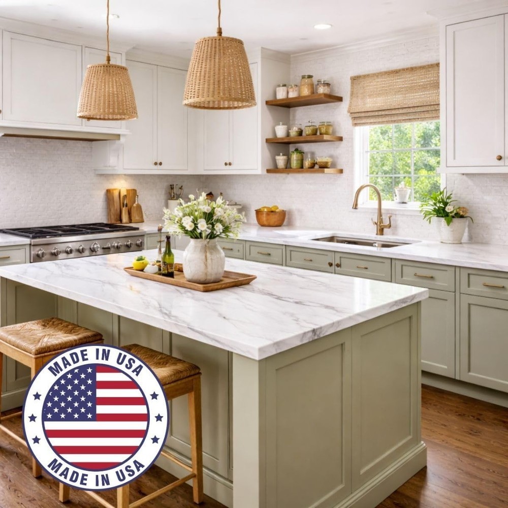 Carrara White Epoxy Countertop Paint Kit - Easy 3-Step Application, 35 Sq Ft