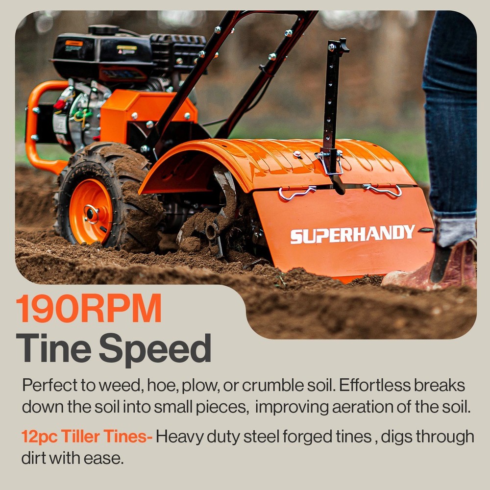 SuperHandy Rear Tine Tiller - Engine