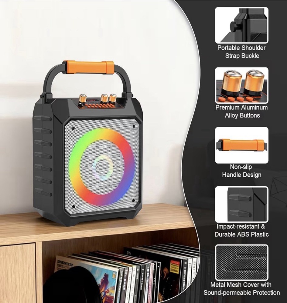 Portable Karaoke Machine with 2 Wireless Microphones