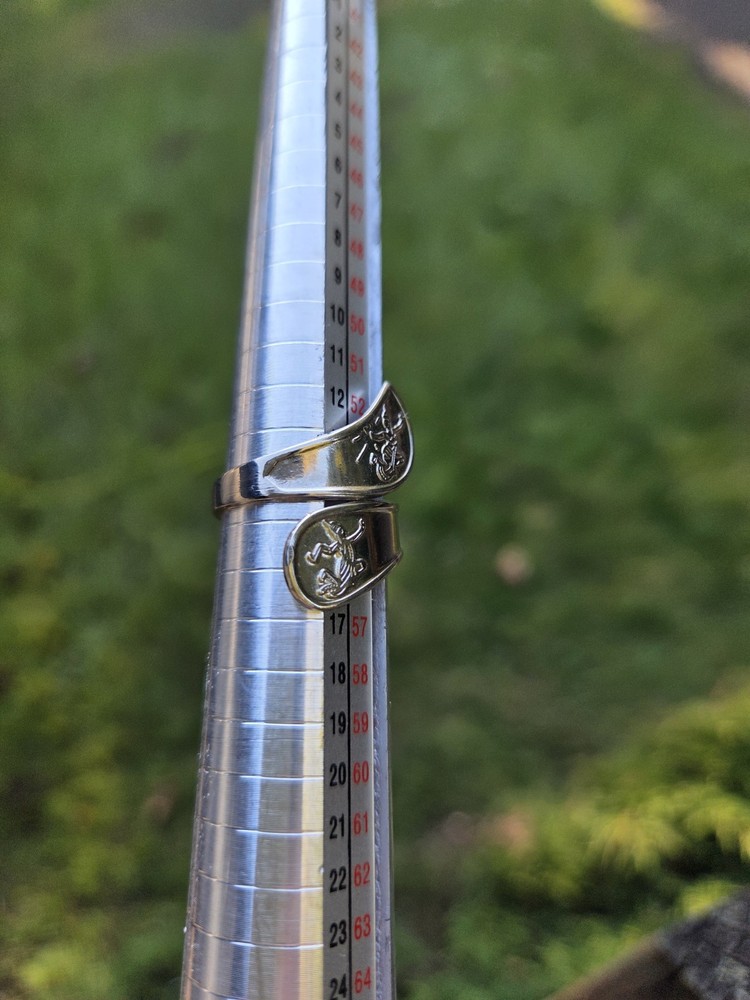 Siam Bypass Ring Buddha Silver Tone Size 7 Adjustable
