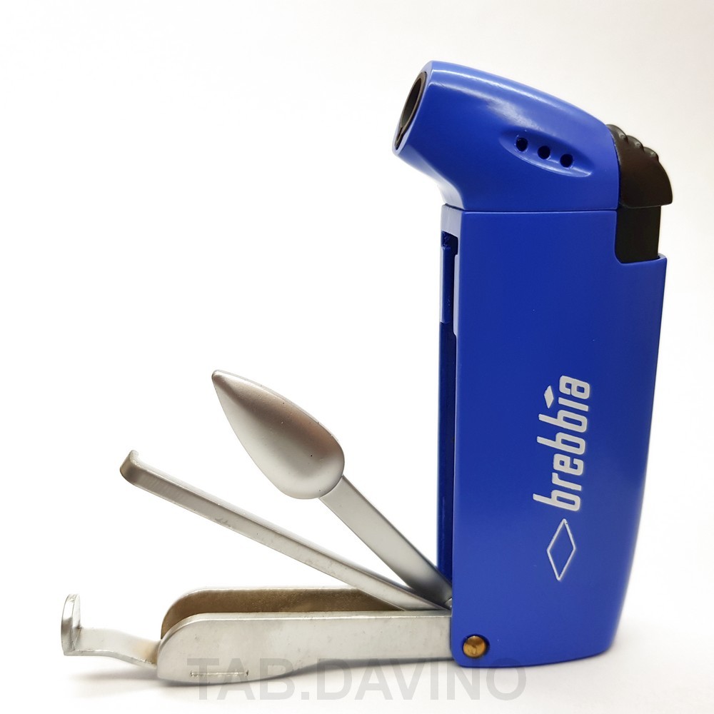 Brebbia Pipe Lighter Blue With Pipe Cleaner Bowl Flame