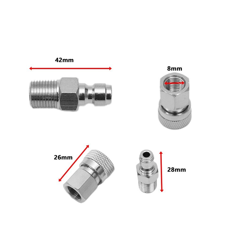 Thread Quick Release To Disconnect Coupler Male + Female 1/8NPT Fitting Silver ~