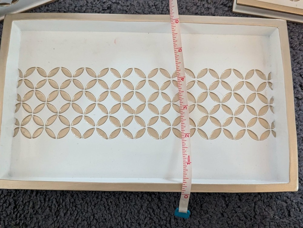 (5) White and gold bathroom accessories