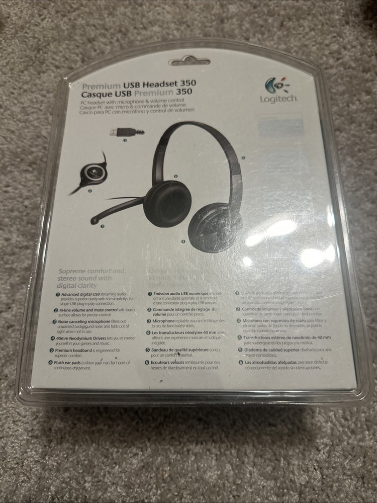 Logitech Premium USB 350 Black Headband Headset NEW