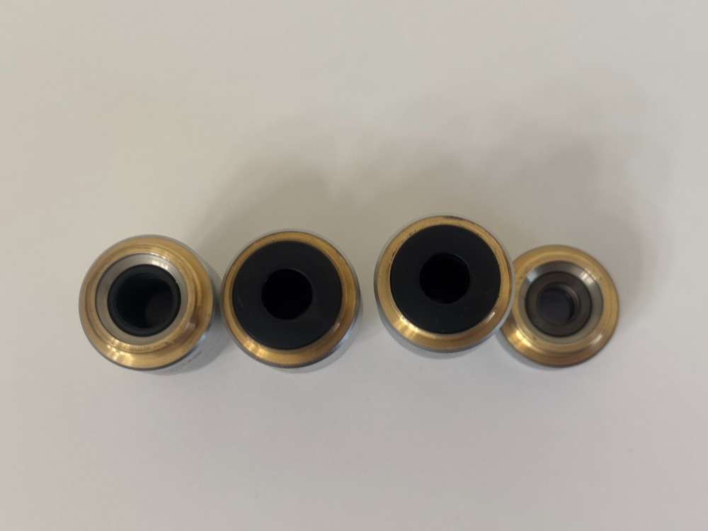 Olympus CH2 Four Microscope Objectives E A4, E A10, E A40, E A100 Oil