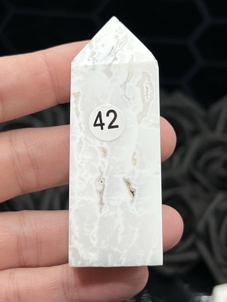 Natural White Agate Points Druzy L@@K Free ship & Gift