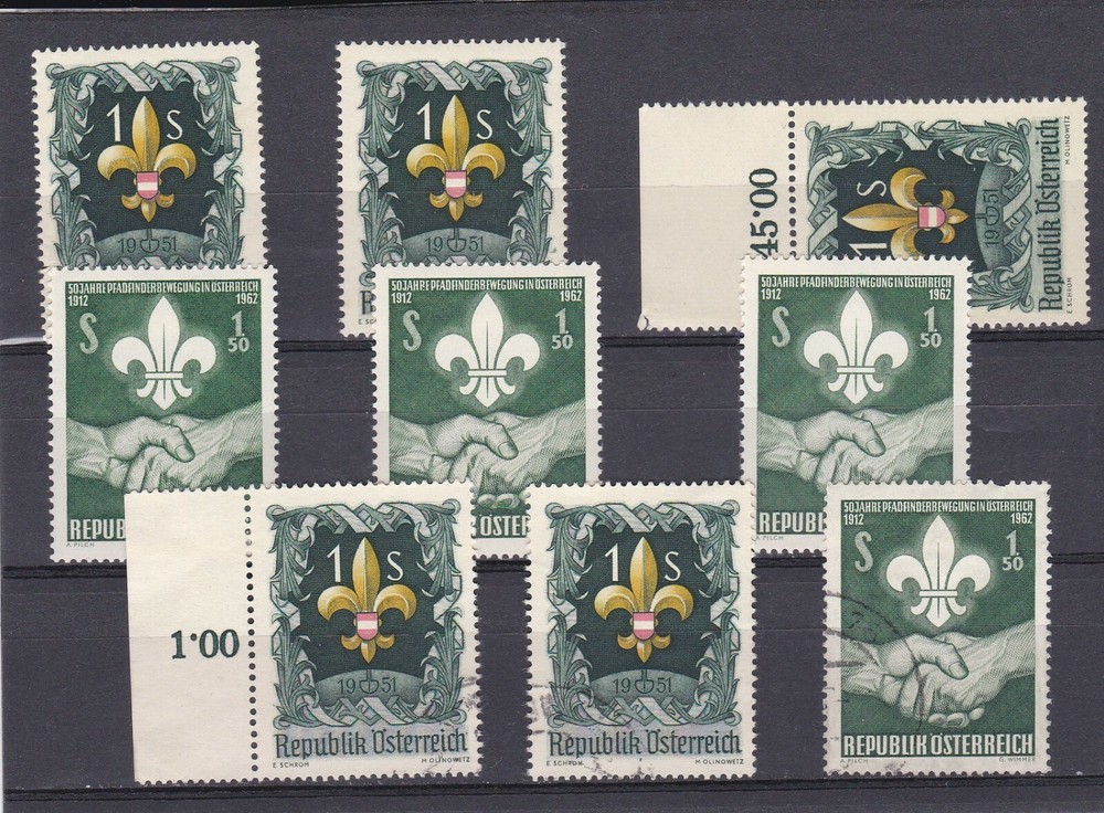 AUSTRIA 1951 & 1962 MNH USED BOY SCOUTS ISSUES