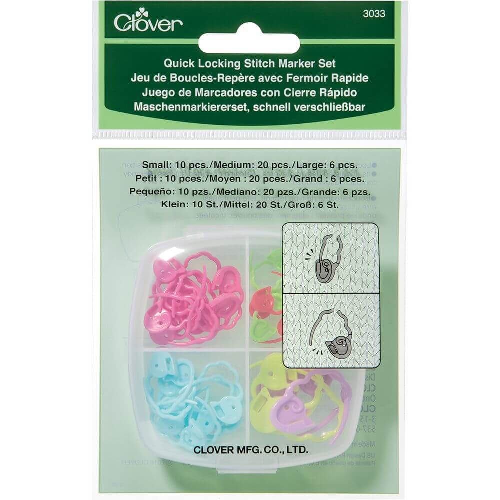 Clover Quick Locking Stitch Marker Set 36/Pkg-