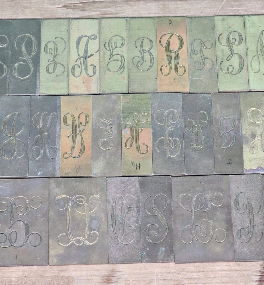 Double Line/Script Engraving Font Set Letters - Brass - Imcomplete Lot