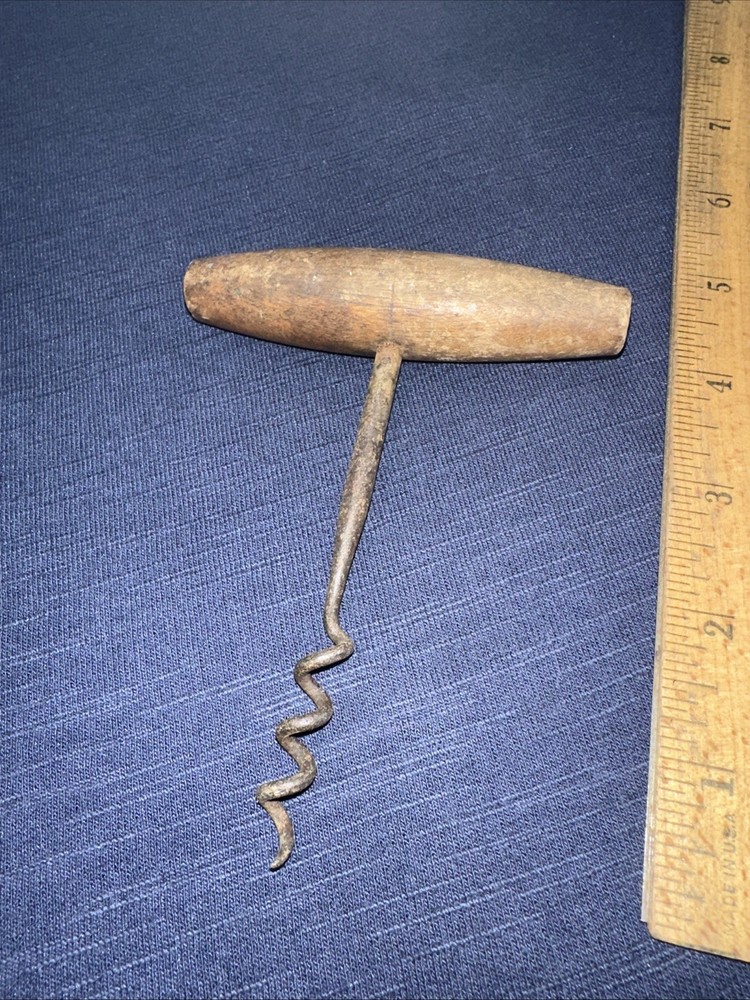 Vintage Corkscrew With Wood Handle.