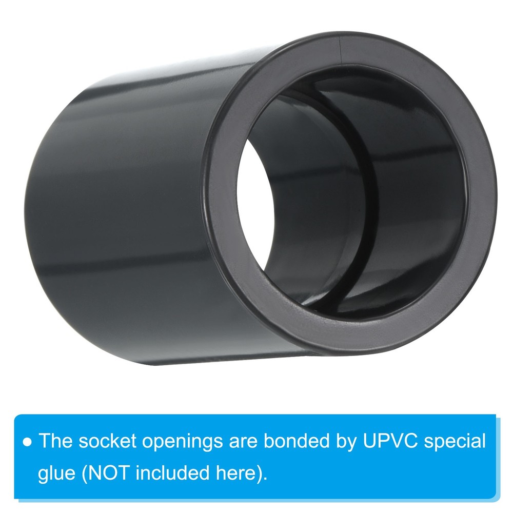 UPVC Pipe Fitting 18mm Socket, 4 Pack Straight Couplings, Dark Grey