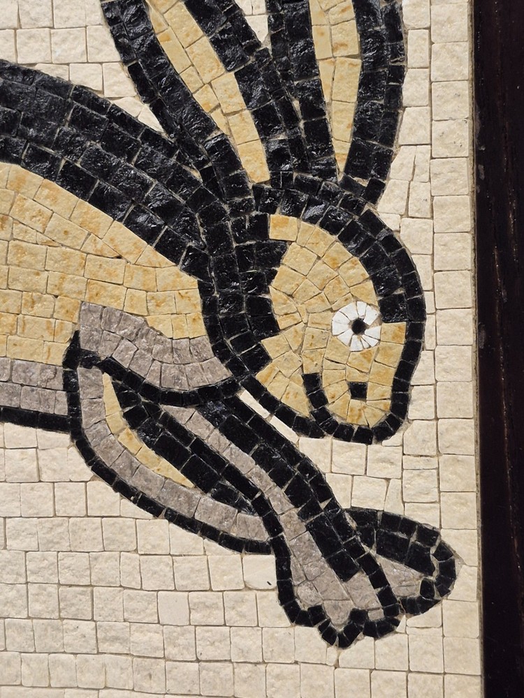 Mosaic Tile Rabbit Wall Art Framed Bunny Stone Tile Panel Spring Easter Decor