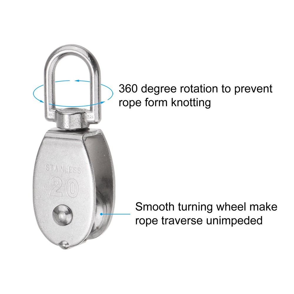 Set of 10 M20 Single Pulley Block with Spring Snap Hook Loading 170lbs