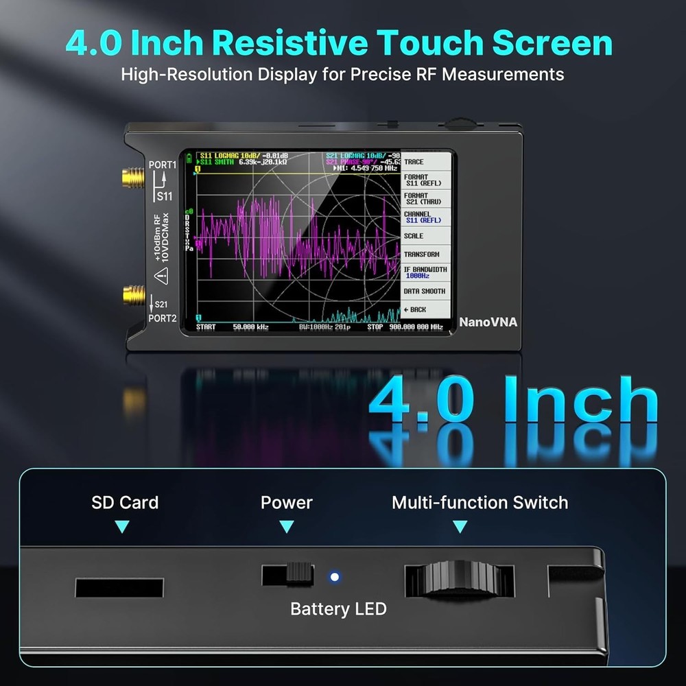 Advanced Antenna Analyzer with Improved Frequency Algorithm and Touch Display