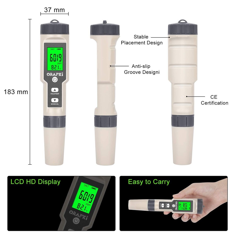 Versatile Digital Salinity Tester - 4-in-1 Functionality for Saltwater Tanks