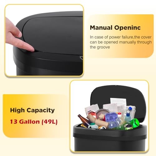 13 Gallon Trash Can Automatic Touchless Odor Control Black