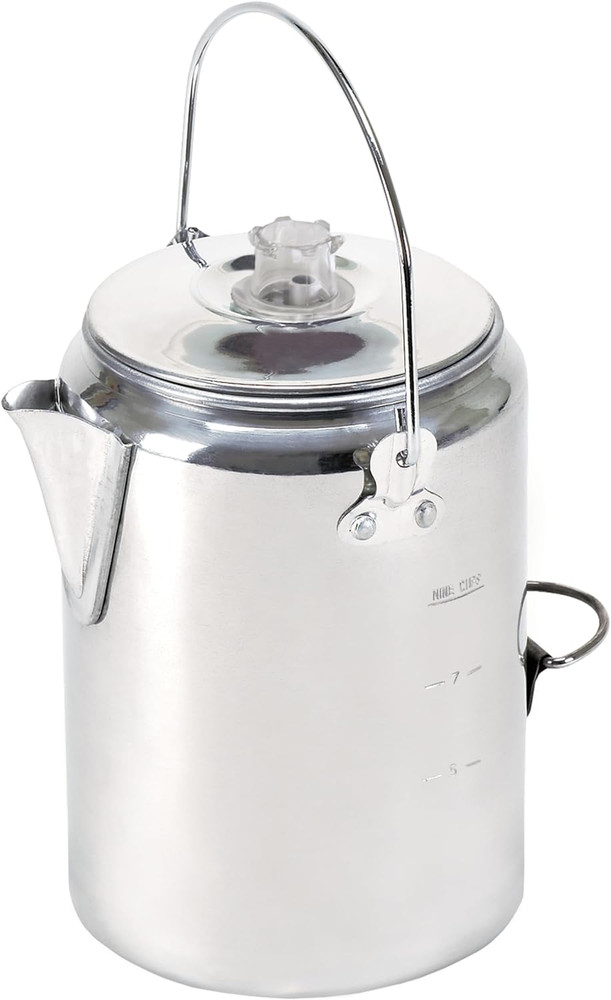 Aluminum Percolator Coffee Pot with Wire Handle, 8-Cup Capacity