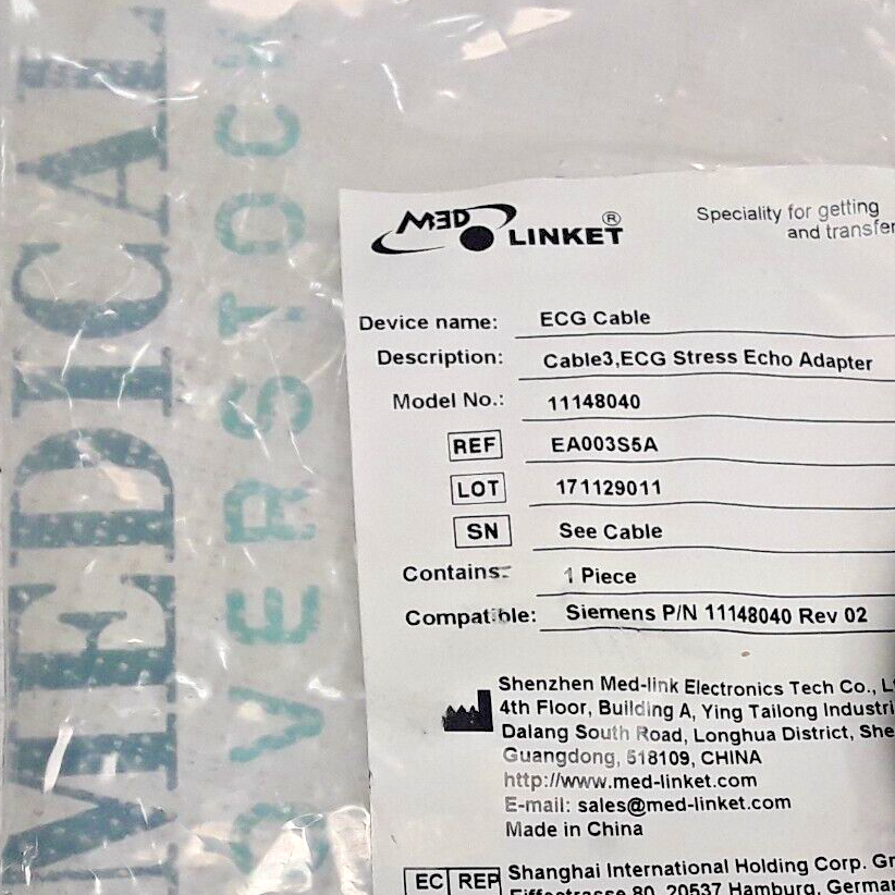 11148040 - CABLE3, ECG STRESS ECHO ADAPTER - SIEMENS COMPATIBLE - NEW