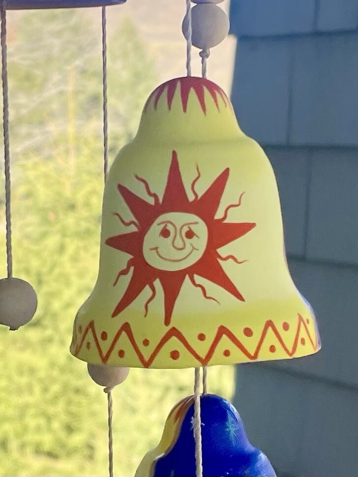 Hand Painted Sun & Moon Terra Cotta Wind Chimes
