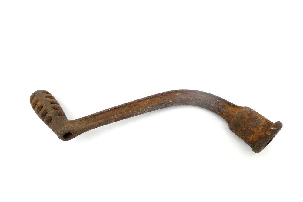 Antique Old 96R Crank Handle Triangular Fitting Machine Part Cast Iron