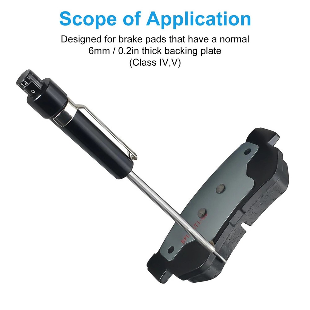 Brake Pad Clearance Gauge with Visual Scale Tool for 6mm Base Plate Vehicles