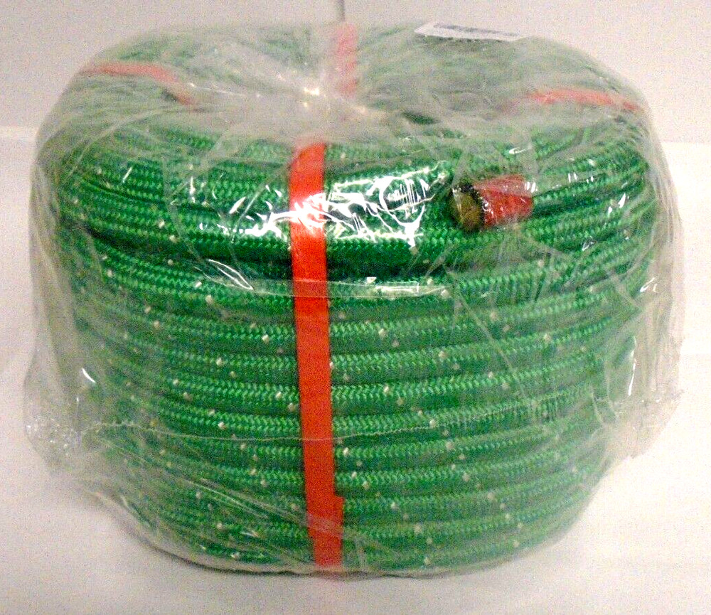 5/8" x 100 ft. Polyester Double Braided Rope Green W/White Flecks Free Shipping