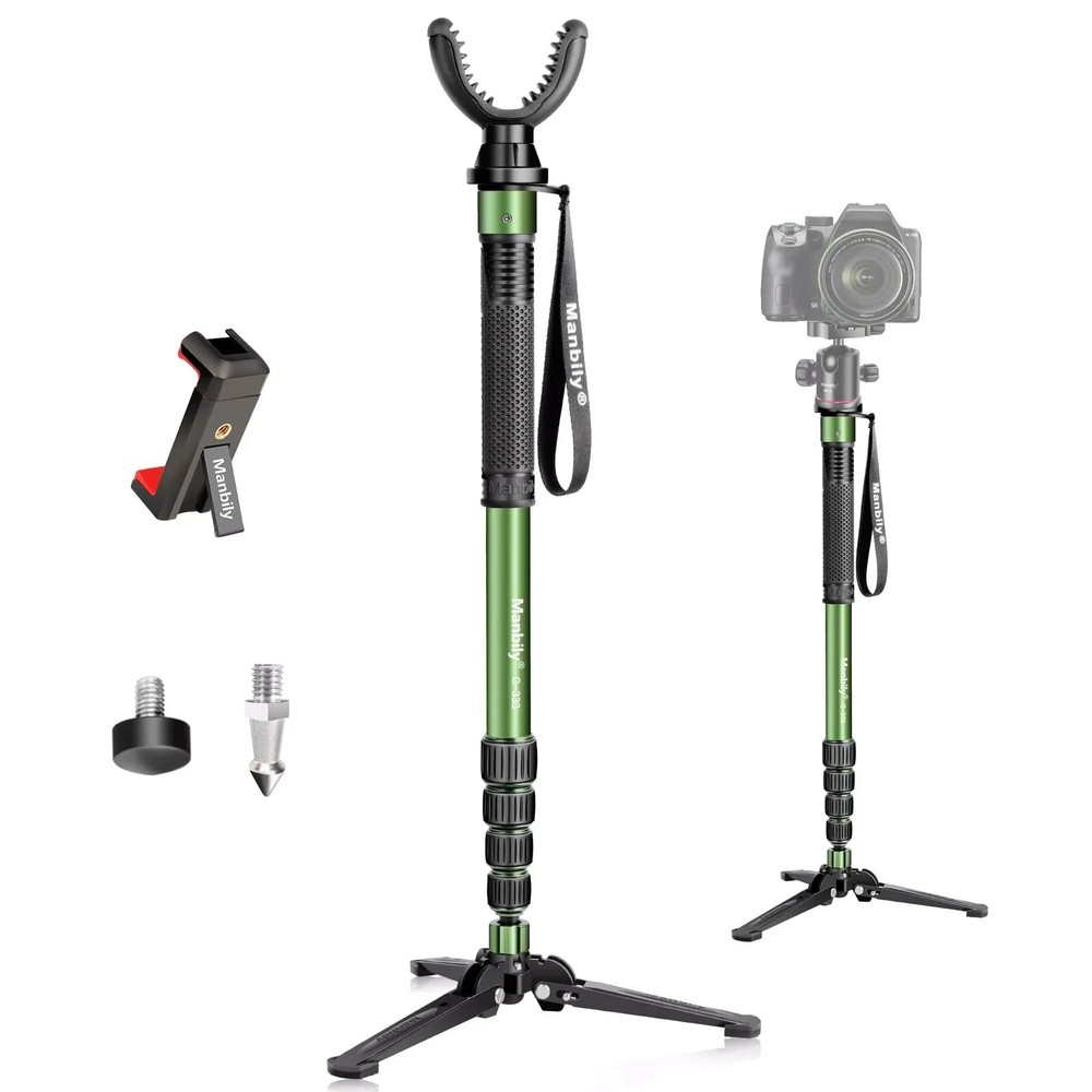 Manbily Shooting Stick Monopod with Tri-Stand Tripod Base, with Rotating US