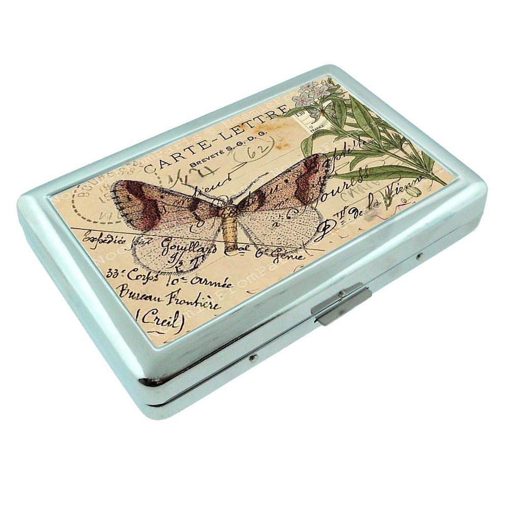 Postage Butterfly Vintage Illustration Cigarette Case RFID Protection Wallet
