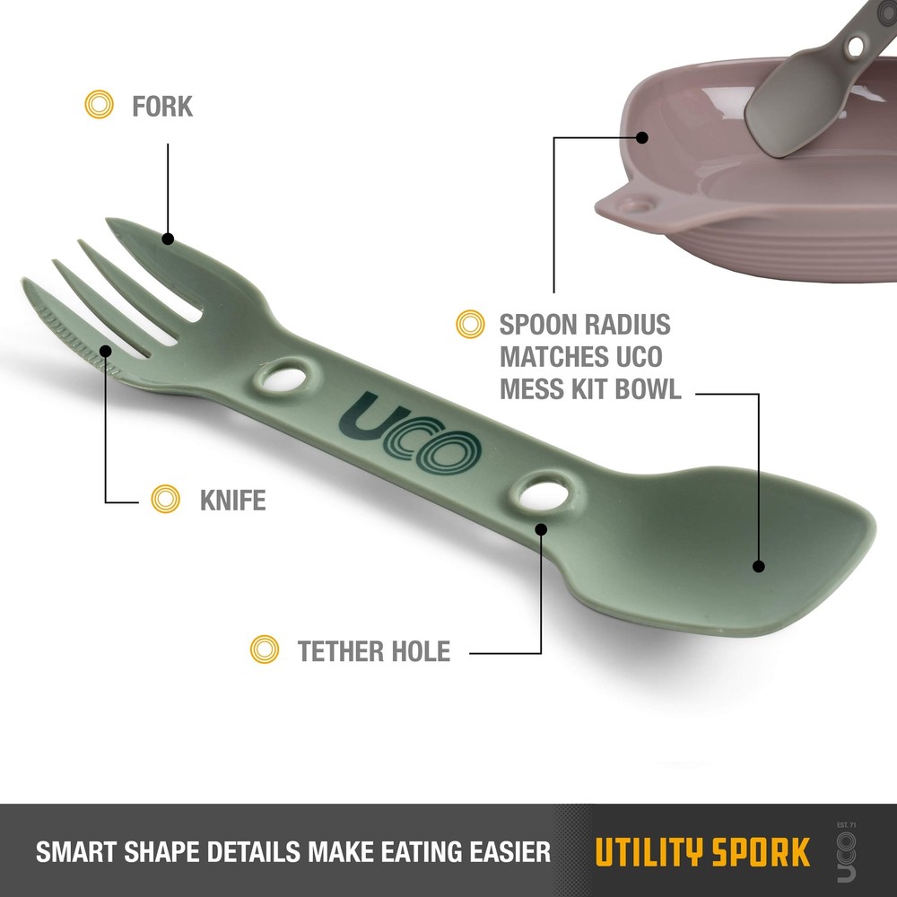 2 Pack Utility Spork Combo Spoon-Fork Utensil for Camping Backpacking Picnics