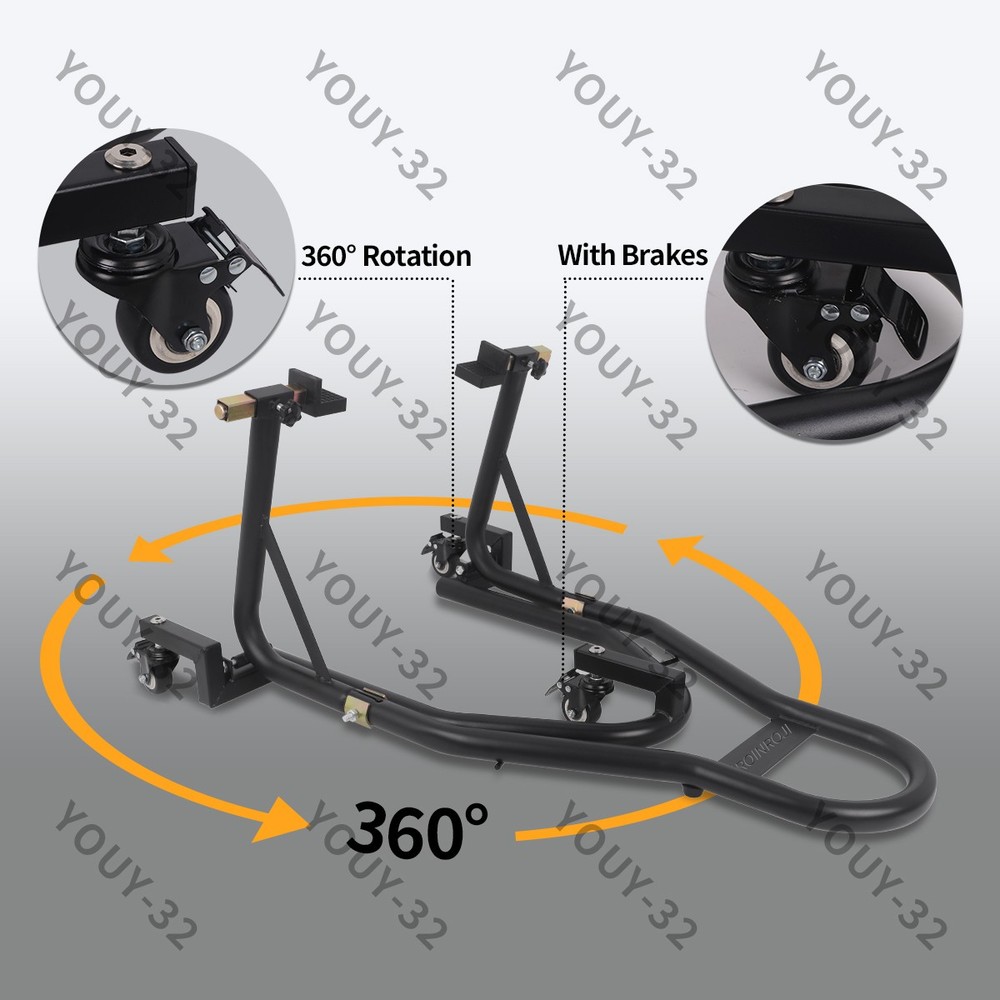 Universal 360° Motorcycle Stand Lift Paddock Wheel Fork Adjustable Dismantable