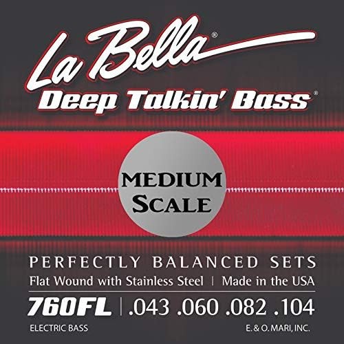 LABELLA 760FL-M DEEP TALKIN' BASS LIGHT STAINLESS FLAT WND MED SCALE STRING SET