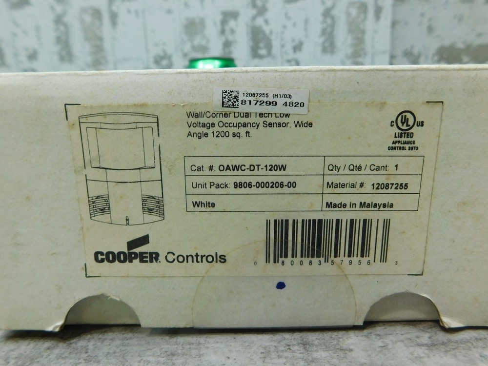 NEW Cooper Greengate Wall/Corner Occupancy Sensor, OAWC-DT-120W, Dual Tech