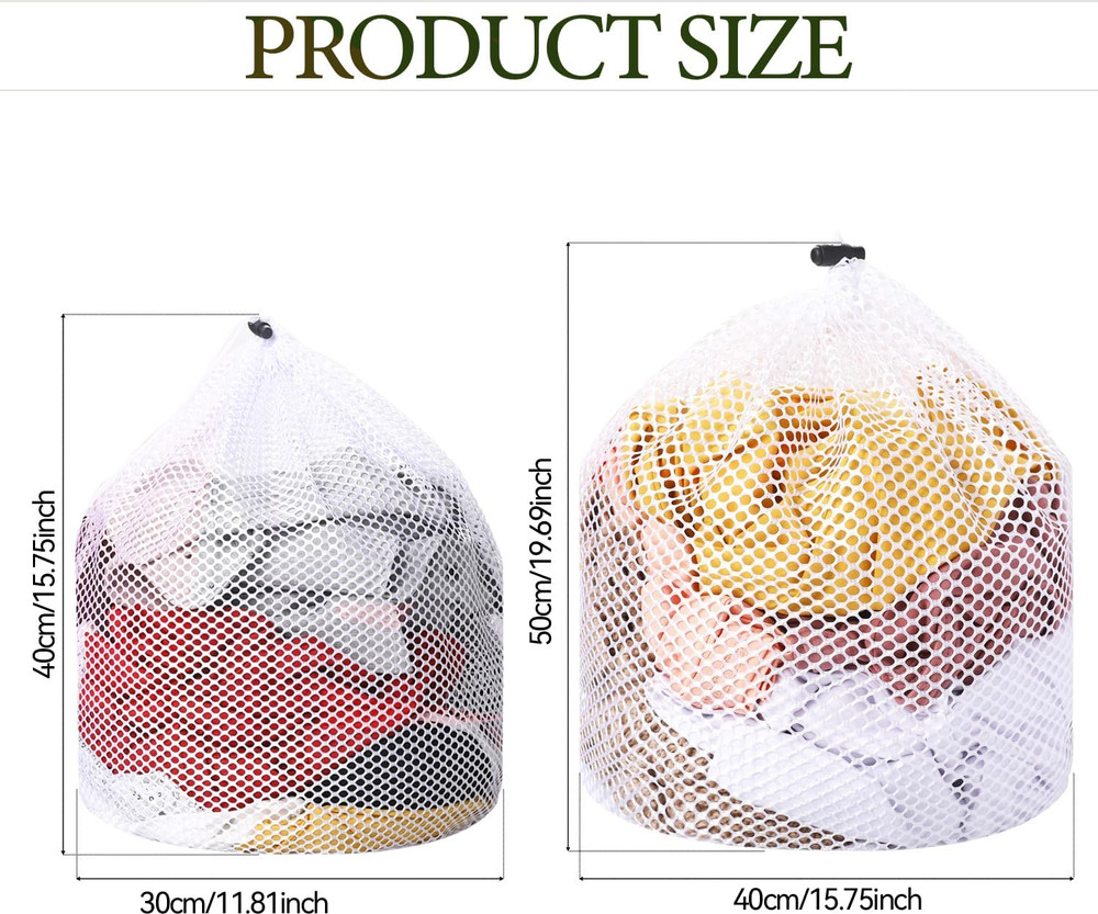 2 Packs Laundry Mesh Bags, Drawstring Net Laundry Bag for Washing Machine, Mesh