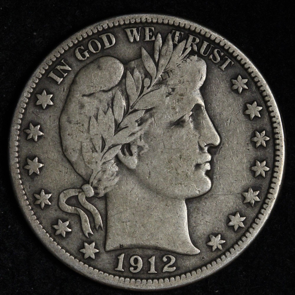 1912-D Barber Silver Half Dollar VF E384 DARHX