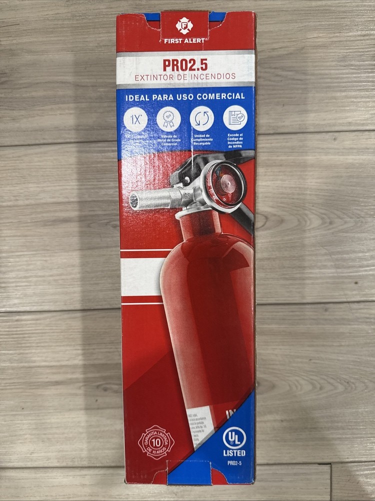 First Alert Pro 2.5 Lb Rechargeable Fire Extinguisher Class ABC UL Rated
