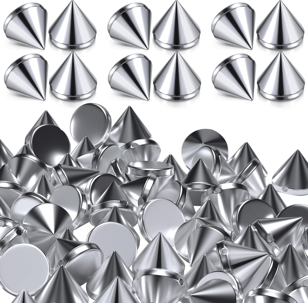 100PCS 8 Mm Silver Spike Cone Studs, Cool Punk Bullet Cone Studs, Spikes for Cra