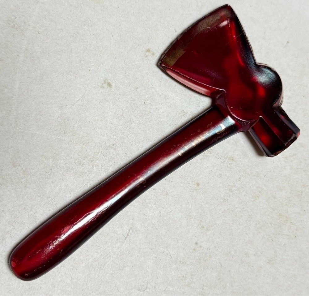 Vintage Red Glass Axe/ Hatchet Souvenir of ????