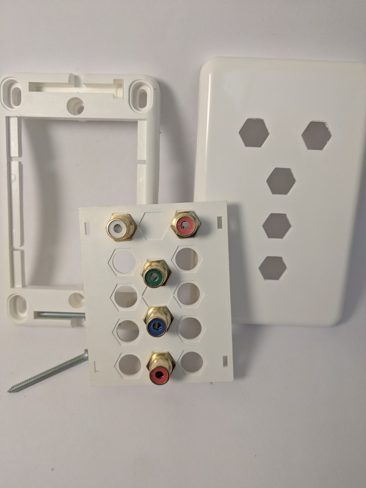 RCA Wall Plate Input Component Video/Audio Gold Plated Contacts White