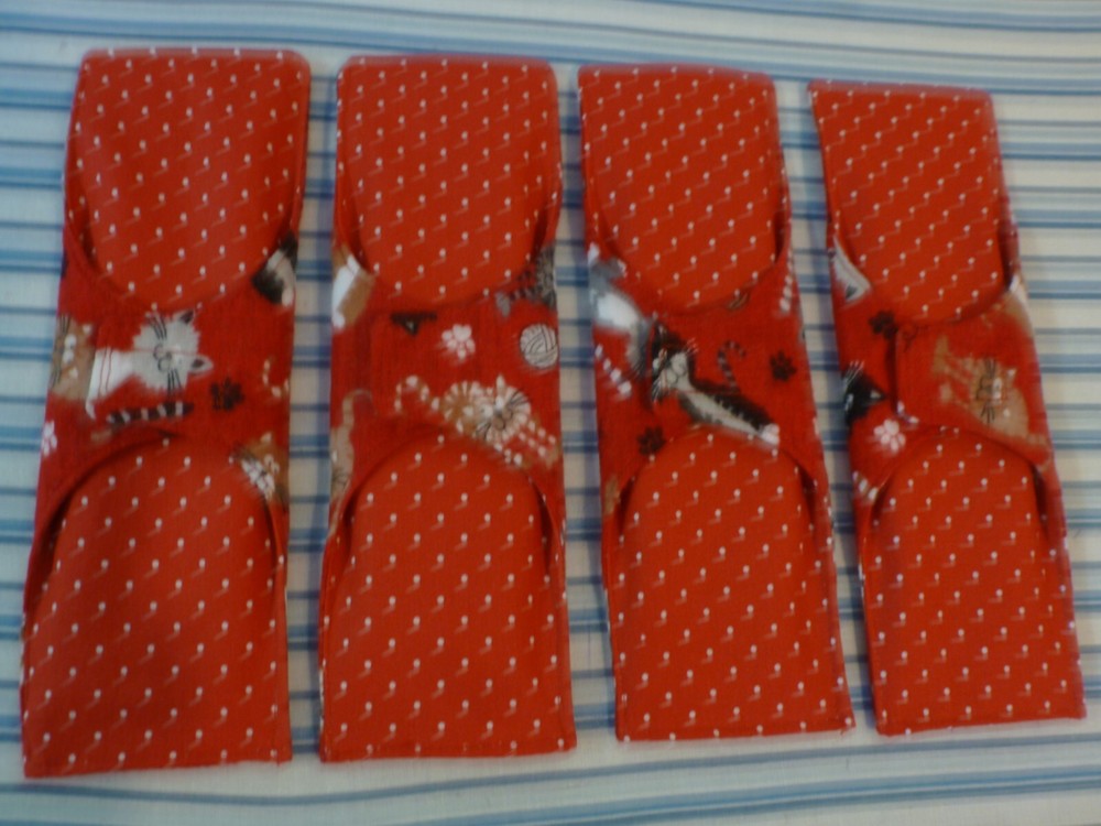 :) 4- Reusable cloth Menstrual Pads, mod-heavy flow, 9.5" long PUL waterproof