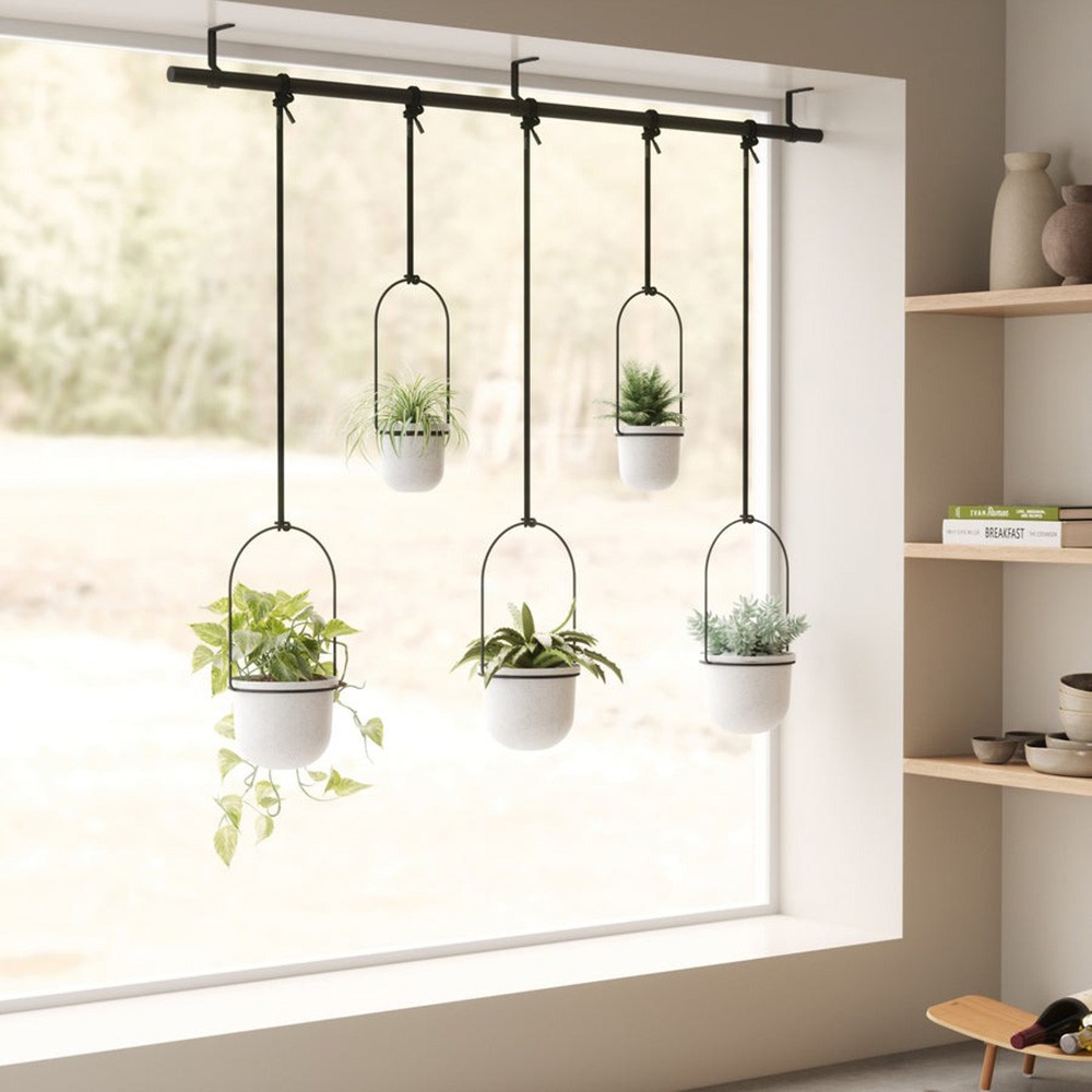 Umbra Triflora 5-Planters Hanging Planter Large, White/Black