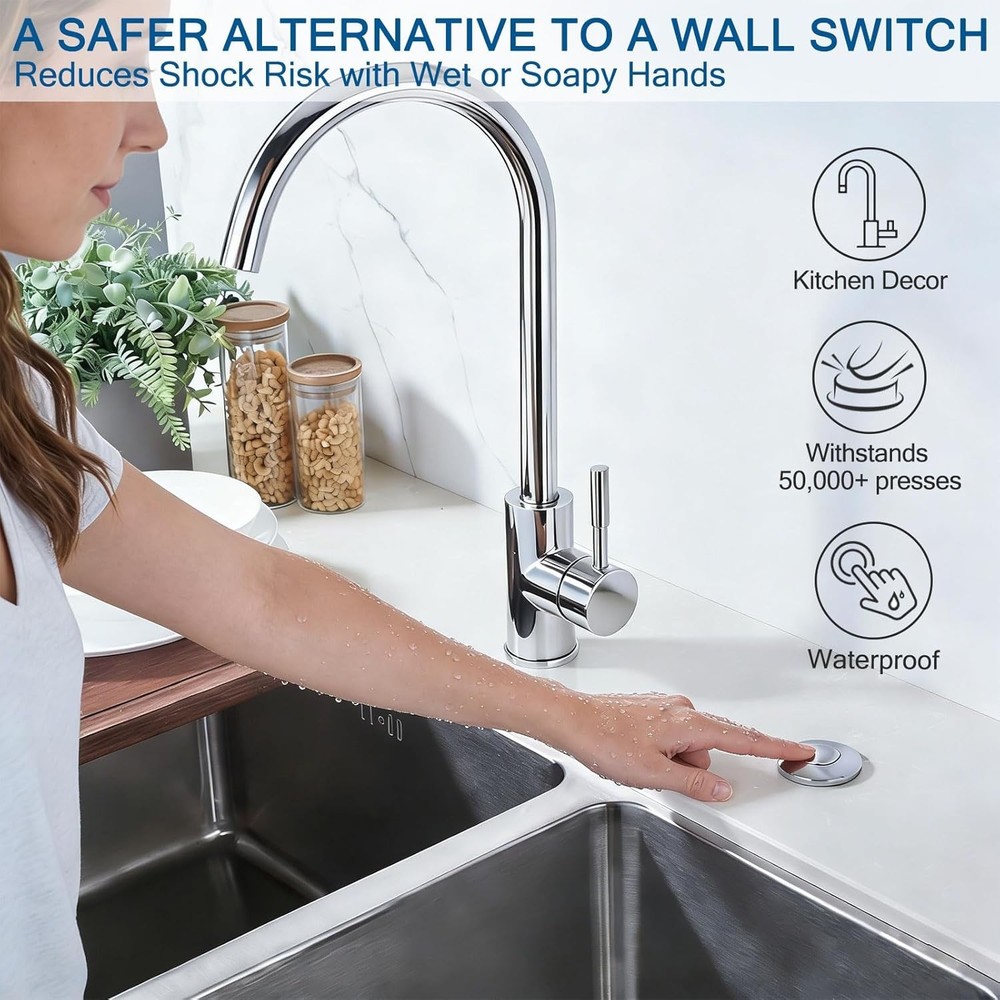 BESTILL Garbage Disposal Air Switch Kit Push Button Polished Chrome UL