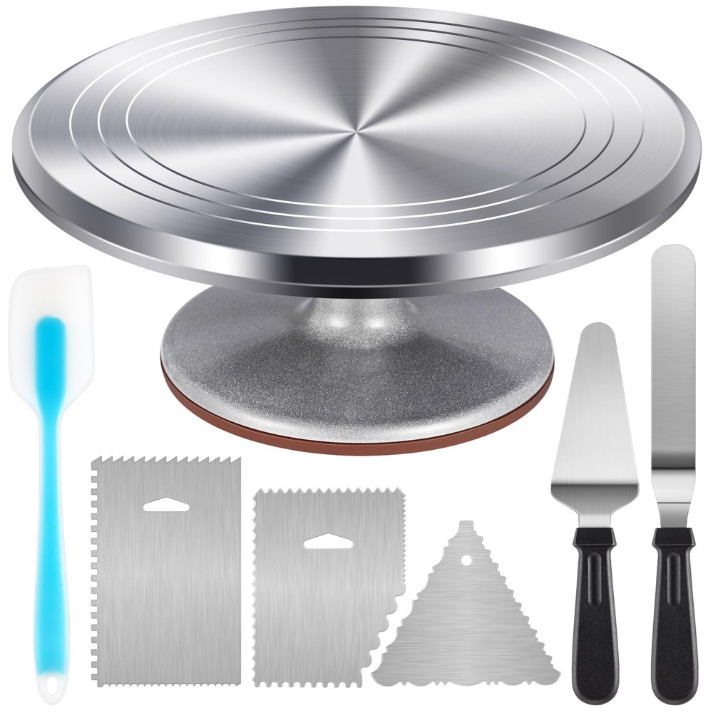 Aluminium Cake Turntable Set, Baking Tools with Revolving 12" Cake Stand for ...