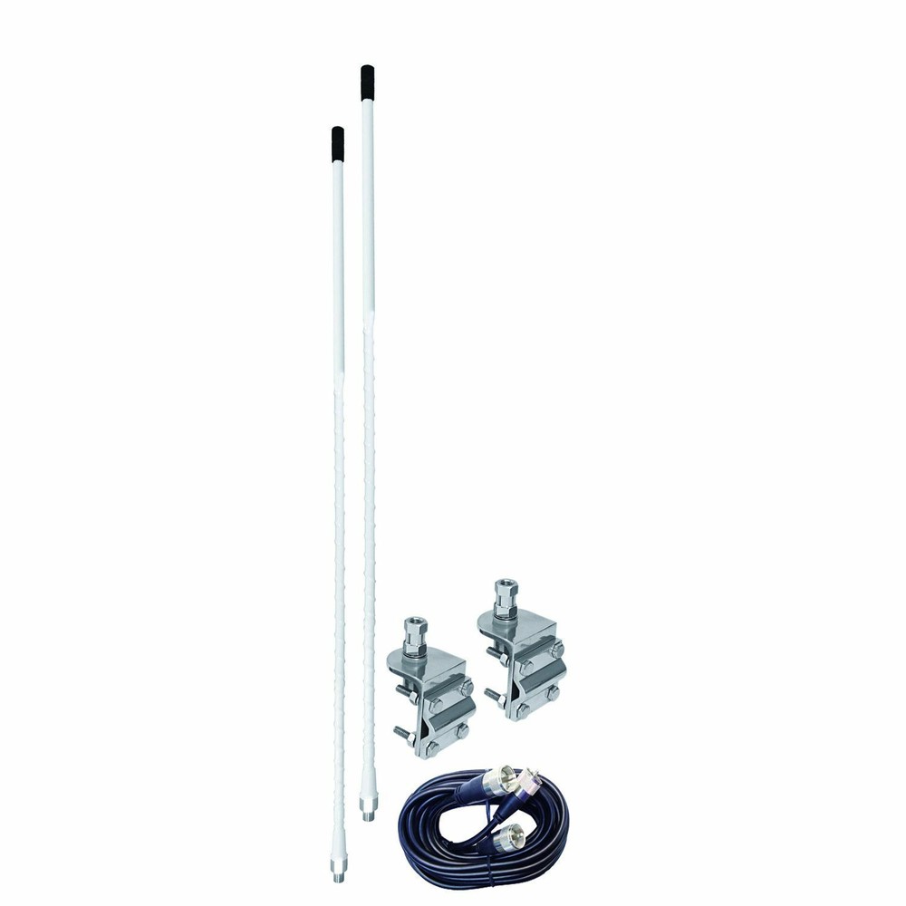 AUMM24-W - 4' White Dual Mirror Mount CB Antenna Kit
