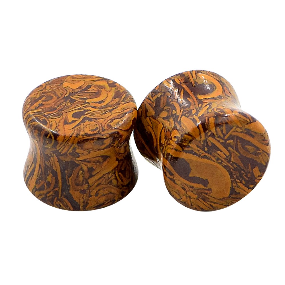 Pair Saddle Stone Ear Plug Gauges Double Flared Tunnels Expander Earrings 6-16mm